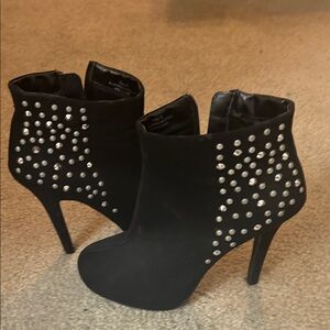 Madeline Black Studded Heeled Boots